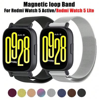 Correa de reloj de metal Milanese para Redmi Watch 5 Active/5 Lite, hecha de acero inoxidable, banda de reloj de repuesto, pulsera, hermosa y práctica, correa de reloj de acero inoxidable de repuesto.