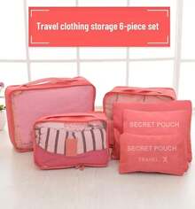 6 Pcs/Set Pink/Blue/Grey Travel Storage Bag Large Capacity Waterproof Luggage Clothing Underwear Storage Bag With Zipper - Xám - Xem 10