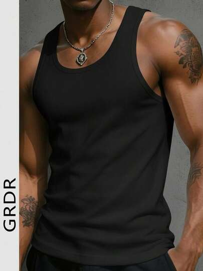  GRDR Men's Casual Solid Color Tank Top, Versatile For Summer