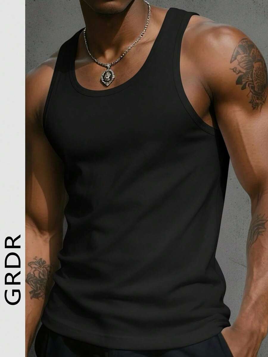 Áo tank top nam GRDR màu trơn, kiểu dáng thường ngày, đa năng cho mùa hè.