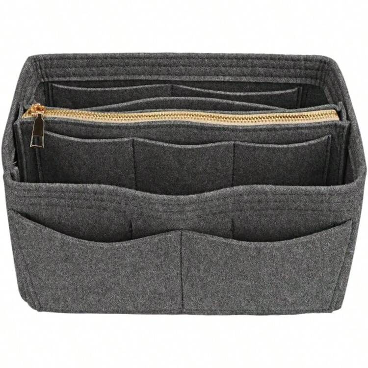 Lukovee Organizadores de Bolsa de Mujer Organizador de Bolsas de Mano de Fieltro Insertar Multipockets Bolso Organizador Maquillaje Neceser Aseo de Viaje compatible con una variedad de marcas - Gris - Añade 1