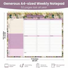 Weekly To Do List Notepad With 52 Undated Sheets(85"*11")- Undated Weekly Planner Notepad For Office Desk Accessories And Supplies - Midnight Lilac - MàuG - Xem 3