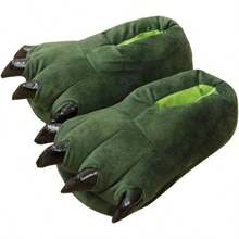 Unisex Paw Claw Slippers Funny Animal Plush Costume Shoes Plush Fuzzy Warm Home House Shoes Slipper Indoor - 小巧 + 綠色 - 查看 1