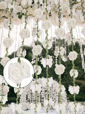 4 st konstgjorda rosenrankor, rosbuketter, bröllopsfestdekorationer, skolsovsal och kontorsdekorationer, lämplig för fester, evenemang, högtider, födelsedagsfestdekorationer, heminredning