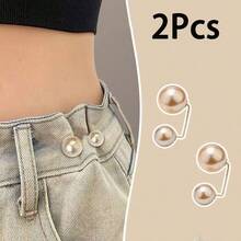 2pcs Pearl Denim Leg Clips, Chest Front Light Blocker, Anti-Slip Shoe Buckle, Pants Length Adjuster - Multicolor - View 20