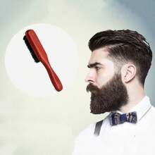 Material de cerdas de jabalí, cepillo de barba de haya, herramientas profesionales de afeitado, cepillo de afeitar para reducir el Frizz, accesorios de barbería - Castaño - Ver 6