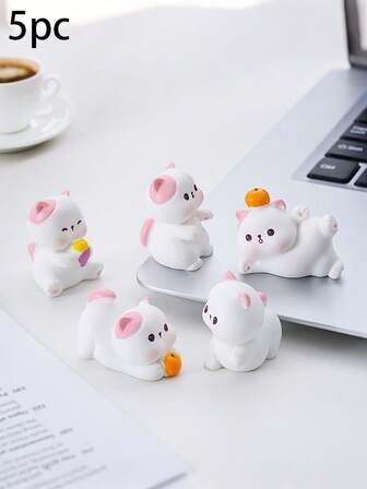 5pcs Cute Cat Figurines, Creative DIY Accessories Suitable For Miniature Landscape Arrangement, Room Corner/Shelf Decor, Desk Ornament, Healing Cute Accent For Car Interior, Fits Kawaii European/American And Japanese Home Decor, Delicate And Adorable Accents To Enhance The Soft And Sweet Atmosphere Of Living Spaces