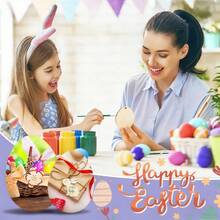 8pcs Unfinished Wooden Easter DIY Decorations - Blank Paintable Ornaments (Eggs/Rabbits/Butterflies/Flowers/Hens) Happy Easter