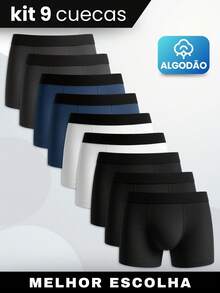 Set Of 9 Men's Boxer Briefs, Premium Cotton, Comfortable For Adults - Multicolor - View 1
