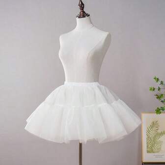 Women's Short Lolita Style Double-Layer Tulle Skirt, Boneless Tutu Skirt For Cosplay