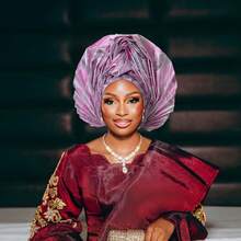 African Gele Head Wrap For Women Nigerian Headwear,Auto Gele Nigerian Headwear,Turbans For Women Weddings Parties Event - Nhiều màu - Xem 3