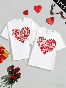 Valentine's Day Couple Love Graphic T-Shirt Premium Cotton Relaxed Fit Casual Graphic Design - WomenWhite-1PC - View 2
