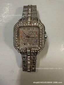 2025 New Luxury Watch Men Fashion Iced Out Square Colorful Number Watches Hop Bling Jewelry Reloj Hombre Party - Blue - View 7