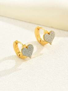 1 Pair Fashionable Classic Versatile Commute Chic Personalized High-End Heart Design Earrings For Women - Silver - View 9