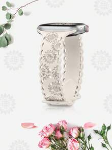 Correa de reloj con estampado de mariposa y girasol en relieve láser, suave y transpirable, para mujeres y hombres, compatible con Apple Watch de 38mm, 40mm, 41mm, 45mm, 44mm, 42mm, 46mm, 49mm, versátil para uso casual, fiesta, San Valentín, Año Nuevo, festivales, accesorio de repuesto - Piedra - Ver 17