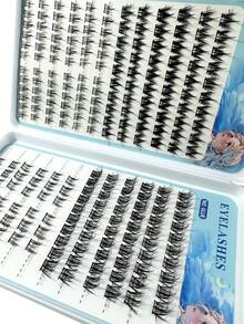 240 Clusters 4 Natural Self-Adhesive False Eyelashes - Mixed Length CC Curly Eyelashes, Containing Sunflower, Trilogy, And Camellia Style Cat Eye False Eyelashes, Messy Appearance, No Glue Needed - C - View 5
