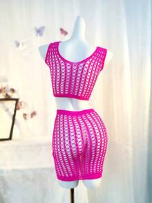 1 chiếc đồ lót gợi cảm dành cho nữ, không kèm bikini, kiểu dáng ôm sát, lưới xuyên thấu, khoét eo, thích hợp cho lễ hội âm nhạc, ngày Valentine, đồ bơi mùa hè cho nữ. - Màu Hồng Tươi - Xem 3