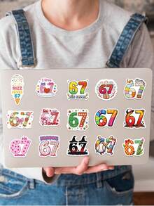 50pcs Funny 67 Stickers, 67 Party Gifts Waterproof Vinyl Stickers - Multicolor - View 8