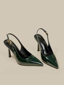 女士尖头小猫跟高跟鞋，优雅正式礼服鞋，搭扣设计，闭趾高跟鞋，适合派对穿着 - 水鴨藍 - 查看 5