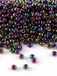 GO2CJBEADS DIY串珠工艺材料 10克手链珠 多色 2毫米圆形玻璃珠，用于珠宝制作