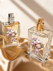 50ml Glass Refillable Perfume Bottle With Heart-Shaped Bouquet Pattern, Mini Perfume Bottle, Travel Essential, Refillable Spray Bottle, Great Gift For Anniversary, Birthday, Valentine's Day - Multicolor - View 2