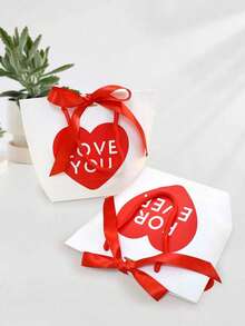 Simple Black & White Bow Decor Gift Tote Bag, Large Capacity White Paper Shopping Bag, Solid Color Shopping Bag, Small Business Supplies, Father's Day, Mother's Day, Back To School, Summer Wedding, Birthday Gift, Premium Gift Bag, Quality & Affordable, Wedding Favor, Elegant Gift Bag For Friends And Family - Multicolor - View 7