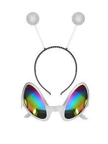 1套/6套外星人头箍和眼镜 - 火星天线头箍 - 闪光球头饰 - 太空主题服装 - 外星人服装配饰（银色和绿色），适合生日派对、外星人主题派对、万圣节、狂欢节、圣诞节、化妆派对、角色扮演和其他派对服装装饰 - 彩色 - 查看 12