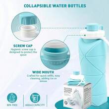 Collapsible Silicone Water Bottle, Portable Foldable Large Capacity Cup For Outdoor Hiking Cycling Travel - 黑色 - 查看 5