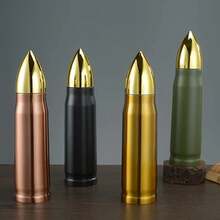 Nueva botella Termo con forma de bala de 500ml, botella de agua de acero inoxidable de gran capacidad, frascos de vacío portátiles, Taza Termo para café VGEM - Dorado - Ver 1