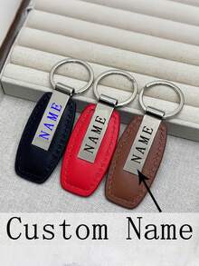 Fashionable Metal And PU Leather Keychain, Customizable Logo And Name, In-Stock Hardware Accessories, Suitable For Car, Motorcycle Key Rings, Clips, Pendants, Gifts - Multicolor - View 3