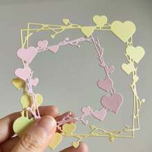 1pc Heart-Shaped Carbon Steel Cutting Die - DIY Scrapbooking & Embossing Stencil, Greeting Card Making Tool, Paper Craft Cutting Kit, Gift Card Template - Perfect For Valentine's Day - Silver - View 4