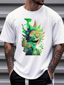 Warner Bros Rick And Morty Rick T-Shirt Men's Cartoon Character Graphic Tee Summer Casual Wear Streetwear Fashion Design Unisex Top,220g - trắng - Xem 1
