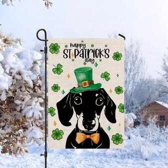 St. Patrick's Day trädgårdsflagga tax hund shamrocks klöver vertikal dubbelsidig semester utomhus trädgårdsdekoration (ENDAST FLAGGAN) 12 tum x 18 tum påskgåva