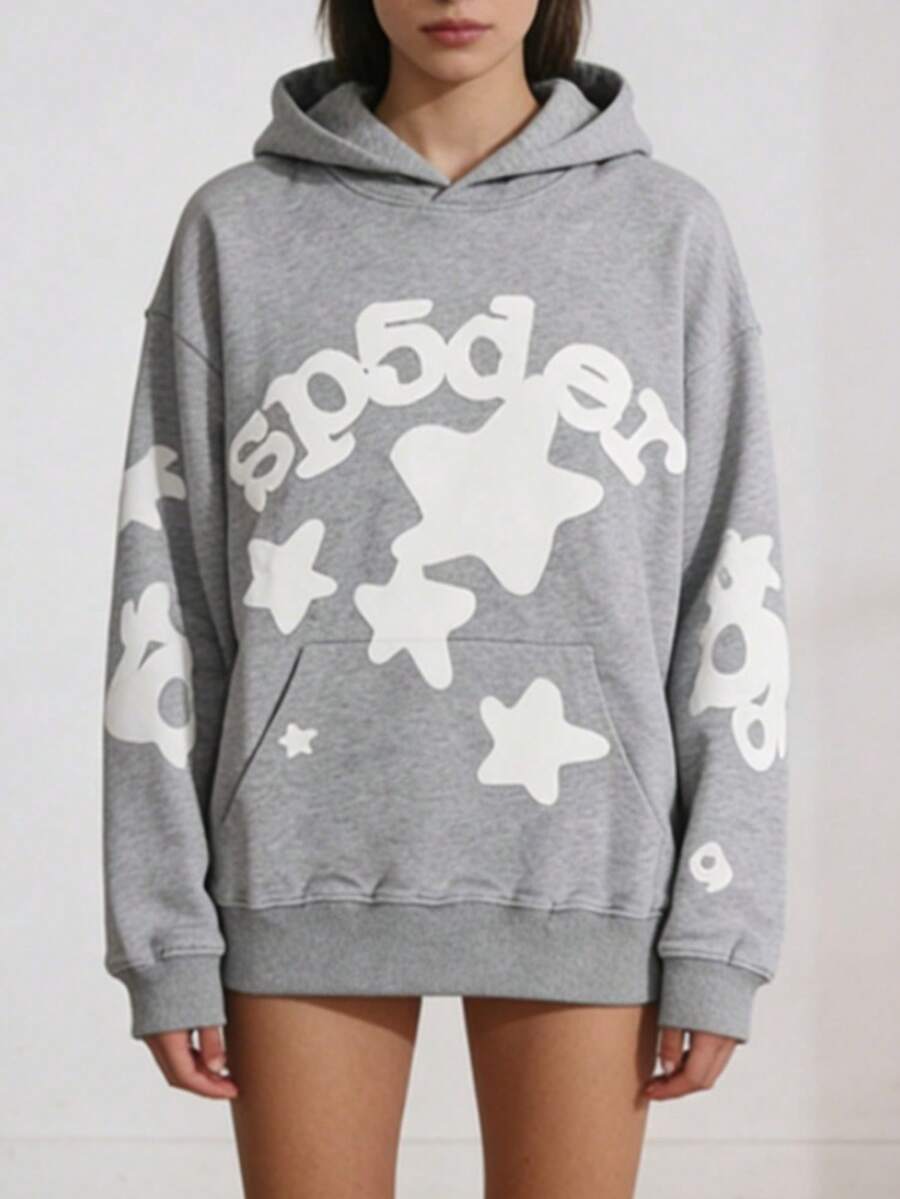Hip Hoodie Print Letter Hoodies For Men And Women,Christmas Sweatshirt - 星星白[淺灰連帽衛衣] - 查看 1
