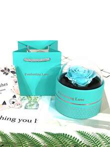 情人节永生玫瑰首饰礼盒（1个），圆形单支玫瑰项链首饰盒，情侣惊喜吊坠盒，含贺卡，浪漫情人节、生日、求婚、婚礼装饰、返校季礼物 - 彩色 - 查看 20