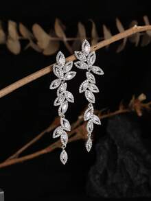 rakol 1 Pair Luxury Elegant Wrapped Leaf Design Dangle Earrings, Suitable For Wedding Wear And Gift - Style 6 - View 2