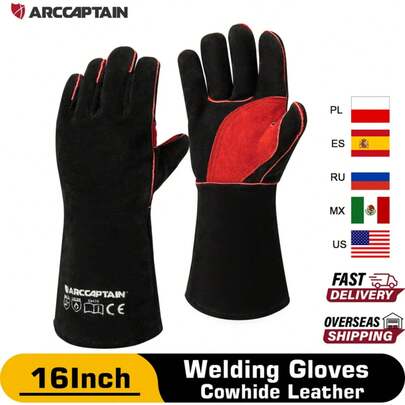 Arcchaptain guantes de soldadura de 16 pulgadas guantes de trabajo multifuncionales resistentes al calor MIG / stick / TIG soldador artículos de soldadura guantes soldador R889
