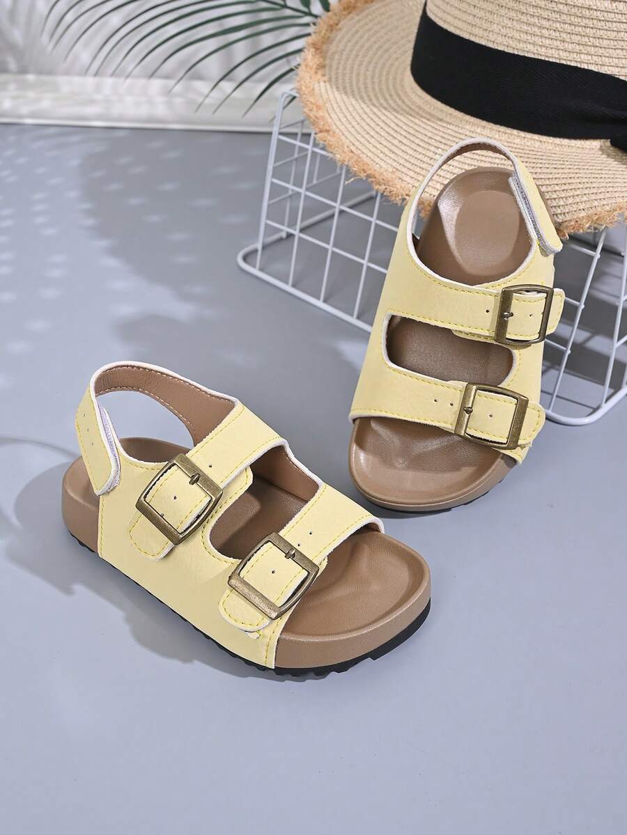 1 Pair Summer Kids Sandals, Toddler Boys Open Toe Beach Shoes, Non-Slip Soft Sole Girls Casual Stylish Shoes - Yellow - View 1
