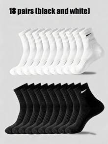 5/10/20 Pairs Men's Casual Socks, Mid-Calf Socks, White Socks, Winter Socks, Black Socks, Comfortable, Casual And Athletic Styles Available - Multicolor - View 8