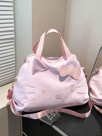 1 pieza Bolso de viaje grande con diseño de gato, nueva bolsa de hombro versátil y de moda, bolso casual para exteriores