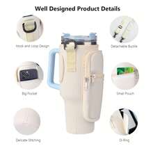 Shoulder Strap & Storage Bag Portable Cup Holder Carrier, Fits 40oz Insulated Tumbler, Crossbody Carry Design For Hiking, Camping And More - Multicolor - View 1