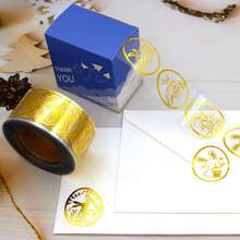 500pcs Foil Easter Greetings English Doodle Stickers, 1 Inch Round 6 Designs, Easter Transparent Rabbit Handmade Gift Envelope DIY Decorative Stickers, Holiday Party Decorations, PVC Sticker Seals - Gold - View 6