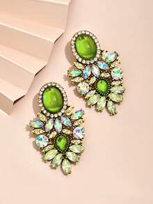 1 Đôi bông tai thời trang thanh lịch đính đá dành cho nữ, thích hợp để đeo hàng ngày và trong các dịp lễ. - Thêm màu - Xem 7