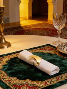 4-12pcs/Set Eid Mubarak Golden Crescent Moon Napkin Rings, Holiday & Daily Home Party Hotel Dining Table Decor