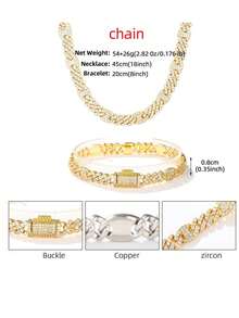 18K Men's Fashionable Punk Rock Hip-Hop Rapper Necklace Bracelet Jewelry, Unisex, Perfect Gift For Any Occasion - Men's Jewelry - View 2