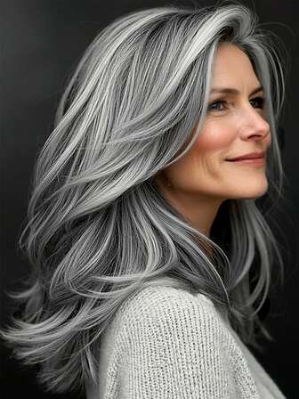 [Elegant Hairstyle] Brown Ombre Layered Straight Wig, Wear And Go, High-Quality Glueless Wig, Heat-Resistant Fiber, Suitable For Women's Daily Wear