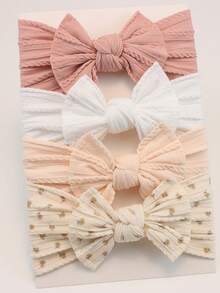 4 piezas Diademas para niña, Diademas con moño floral para recién nacidos, Aros elásticos para el cabello de niños, Accesorios para el cabello de niños, Regalos para bebés - Multicolor 4 piezas-A1 - Ver 1