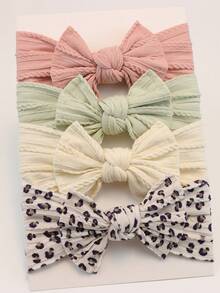 4件装女婴发带，新生儿花朵蝴蝶结发带，弹性儿童发箍，儿童发饰，婴儿礼物 - 多色4pcs-A2 - 查看 9