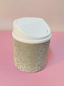 1pc Rhinestone Decor Multi-Layer Makeup Organizer Box - Flip-Top Vanity Organizer For Makeup Brushes And Beauty Tools, Elegant Dresser Storage Box - Multicolor - View 6