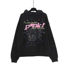 Y2K Pink Spider Graphic Hooded  Street Hip-Hop Spider Hoodies  Fashion Unisex Harajuku Vintage Long Sleeve Oversized Pullover Sweatshirt Top - 黑色 - 查看 2